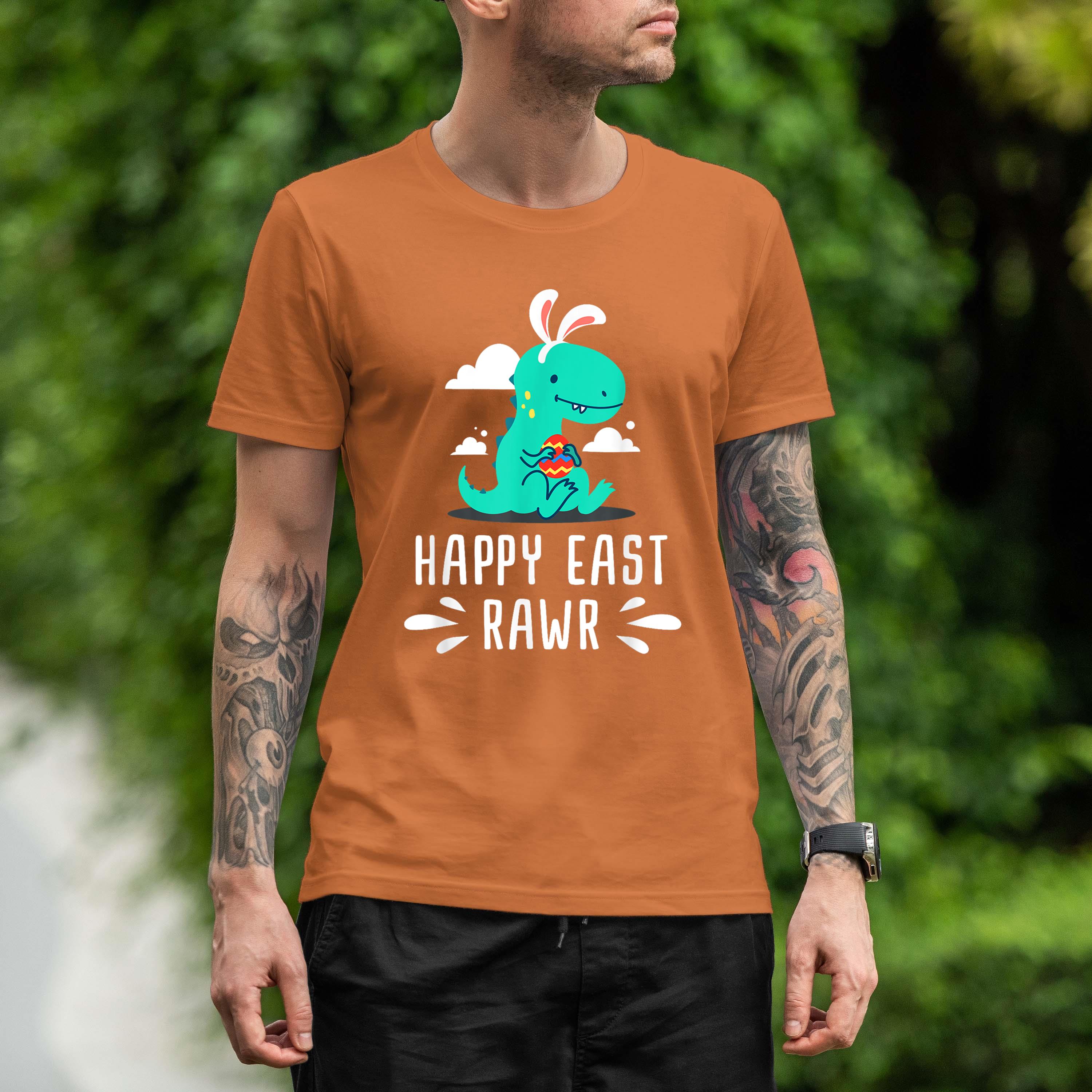 Kids T Rex Dino Easter Dinosaur Bunny Boys Girls Shirt 